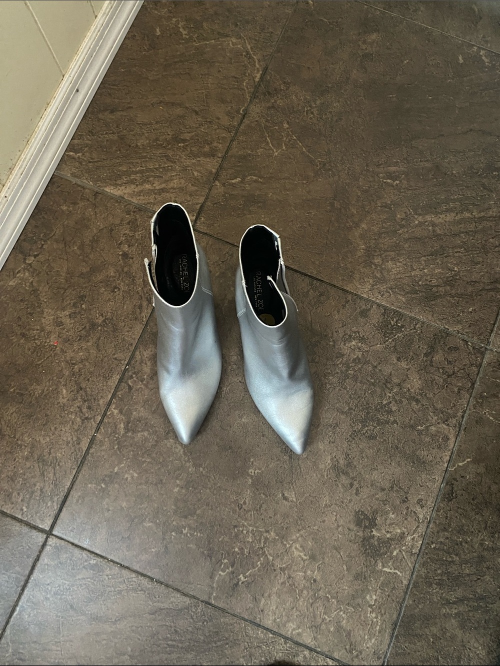 Rachel Zoe Metallic Silver Pointed Ankle Booties